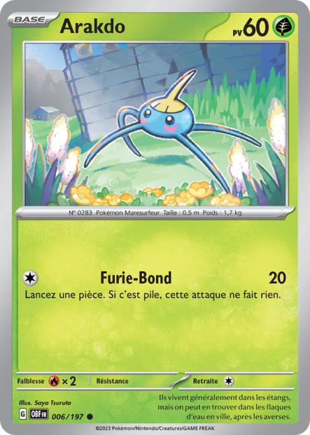 Carte Pokémon Arakdo 006/197 Flammes Obsidiennes OBF EV03 Neuf FR LorenZone