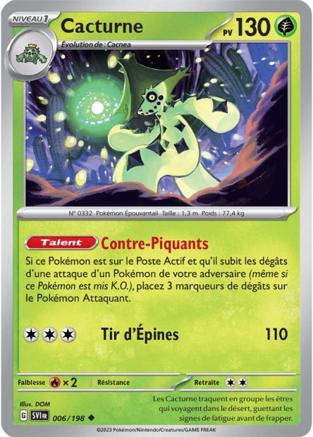 Carte Pokémon Cacturne 006/198 SV1 Ecarlate et Violet EV01 Neuf FR LorenZone