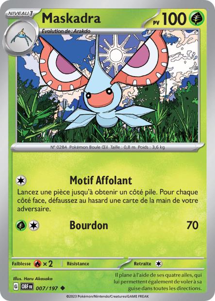 Carte Pokémon Maskadra 007/197 Flammes Obsidiennes OBF EV03 Neuf FR LorenZone