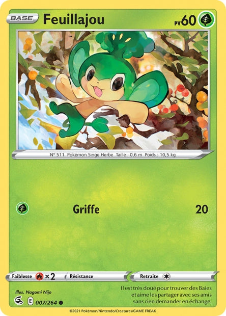 Carte Pokémon Feuillajou 007/264 FST Poing de Fusion EB08 Neuf FR LorenZone