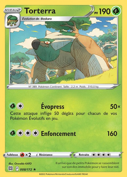 Carte Pokémon Torterra 008/172 BRS Stars Étincelantes EB09 Neuf FR LorenZone