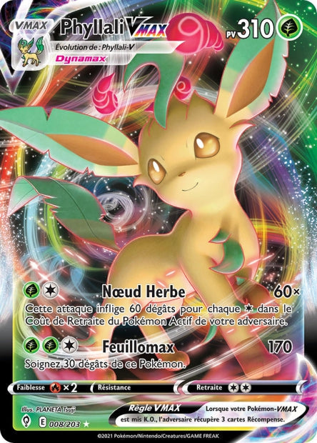 Carte Pokémon Phyllali VMAX 008/203 EVS Évolution Céleste EB07 Neuf FR LorenZone