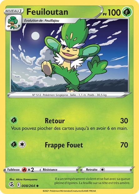 Carte Pokémon Feuiloutan 008/264 FST Poing de Fusion EB08 Neuf FR LorenZone