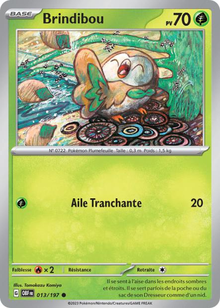 Carte Pokémon Brindibou 013/197 Flammes Obsidiennes OBF EV03 Neuf FR LorenZone