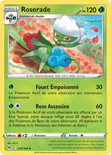 Carte Pokémon Roserade 015/196 LOR Origine Perdue EB11 Neuf FR LorenZone