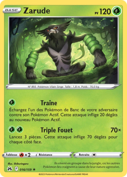 Carte Pokémon Zarude 016/159 CRZ Epee et Bouclier EB12_5 Neuf FR LorenZone