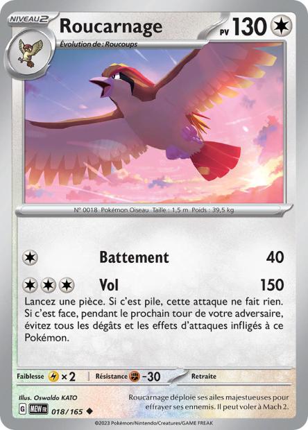 Carte Pokémon Roucarnage 18/165 MEW 151 EV3_5  Neuf FR LorenZone