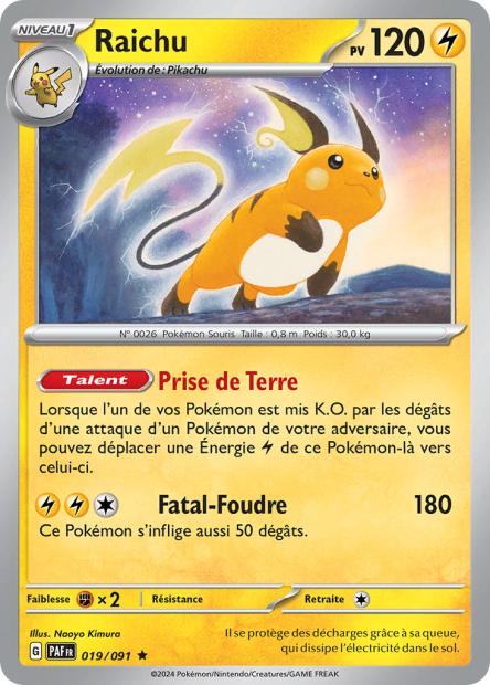 Carte Pokémon Raichu 019/091 Destinees de Palea PAF EV4_5 Neuf FR LorenZone