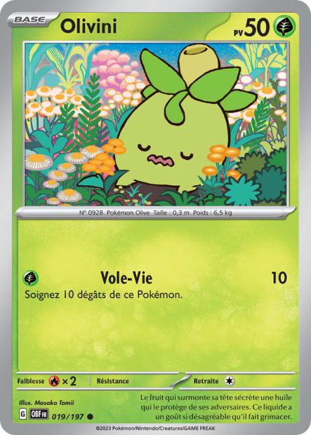 Carte Pokémon Olivini 019/197 Flammes Obsidiennes OBF EV03 Neuf FR LorenZone