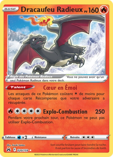 Carte Pokémon Dracaufeu Radieux 020/159 CRZ Epee et Bouclier EB12_5 Neuf FR LorenZone