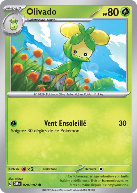 Carte Pokémon Olivado 020/197 Flammes Obsidiennes OBF EV03 Neuf FR LorenZone