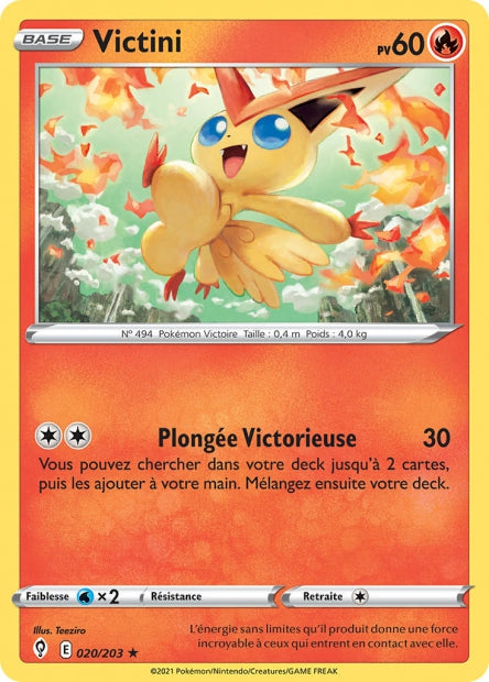 Carte Pokémon Victini 020/203 EVS Évolution Céleste EB07 Neuf FR LorenZone
