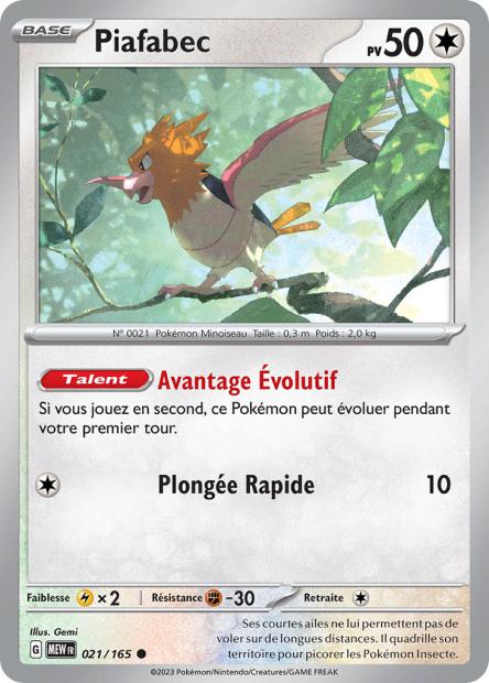Carte Pokémon Piafabec 21/165 MEW 151 EV3_5  Neuf FR LorenZone