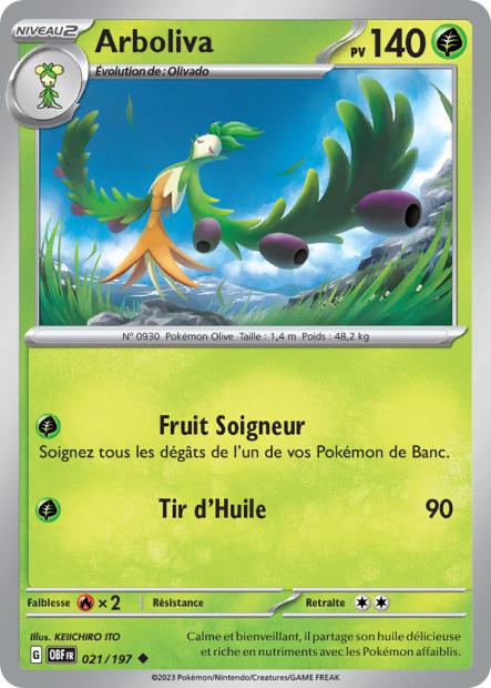Carte Pokémon Arboliva 021/197 Flammes Obsidiennes OBF EV03 Neuf FR LorenZone