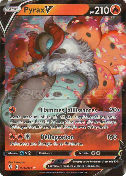 Carte Pokémon Pyrax V 021/203 EVS Évolution Céleste EB07 Neuf FR LorenZone