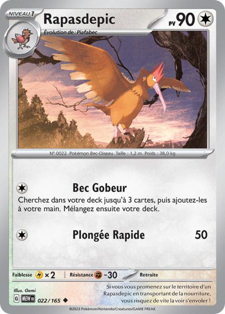 Carte Pokémon Rapasdepic 22/165 MEW 151 EV3_5  Neuf FR LorenZone