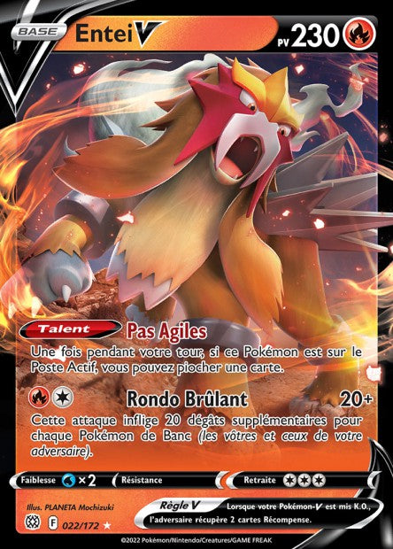 Carte Pokémon Entei V 022/172 BRS Stars Étincelantes EB09 Neuf FR LorenZone