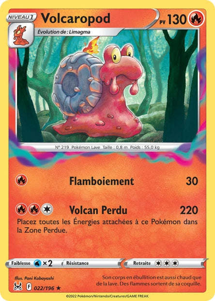 Carte Pokémon Volcaropod 022/196 LOR Origine Perdue EB11 Neuf FR LorenZone