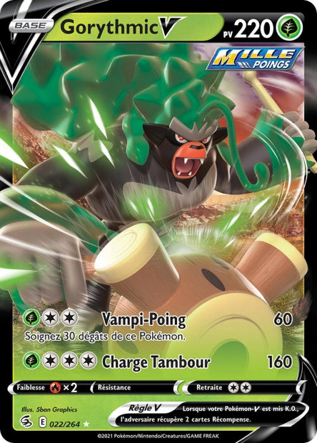 Carte Pokémon Gorythmic V 022/264 FST Poing de Fusion EB08 Neuf FR LorenZone
