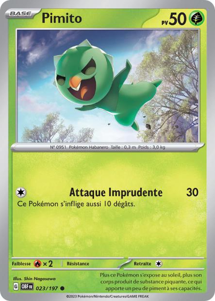 Carte Pokémon Pimito 023/197 Flammes Obsidiennes OBF EV03 Neuf FR LorenZone