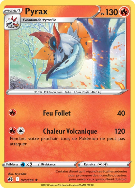 Carte Pokémon Pyrax 025/159 CRZ Epee et Bouclier EB12_5 Neuf FR LorenZone