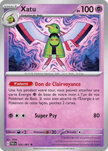 Carte Pokémon Xatu 026/091 Destinees de Palea PAF EV4_5 Neuf FR LorenZone
