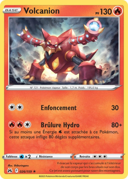 Carte Pokémon Volcanion 026/159 CRZ Epee et Bouclier EB12_5 Neuf FR LorenZone