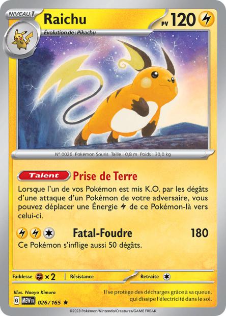 Carte Pokémon Raichu 26/165 MEW 151 EV3_5  Neuf FR LorenZone