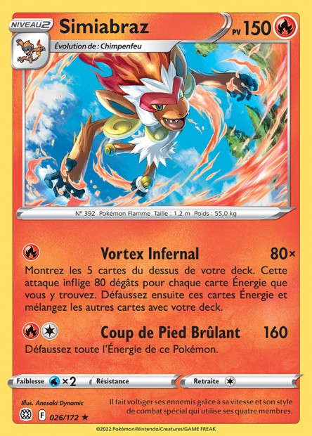 Carte Pokémon Simiabraz 026/172 BRS Stars Étincelantes EB09 Neuf FR LorenZone