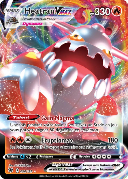 Carte Pokémon Heatran VMAX 026/189 ASR Astres Radieux EB10 Neuf FR LorenZone