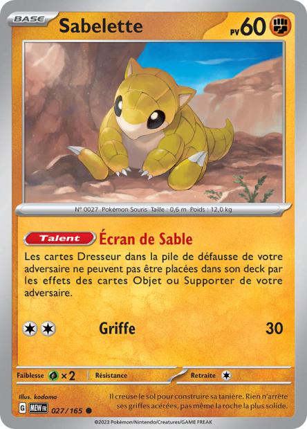 Carte Pokémon Sabelette 27/165 MEW 151 EV3_5  Neuf FR LorenZone