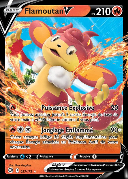 Carte Pokémon Flamoutan V 027/172 BRS Stars Étincelantes EB09 Neuf FR LorenZone