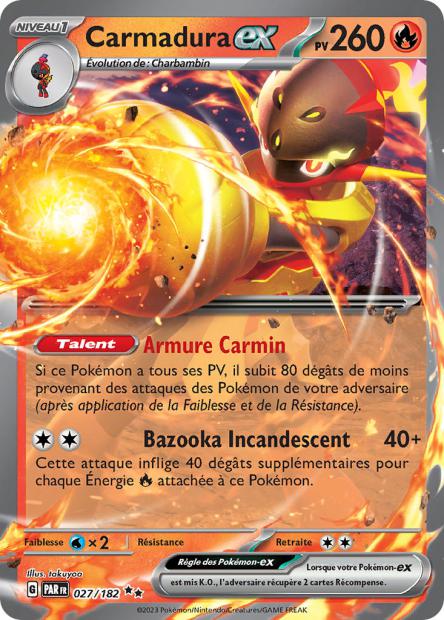 Carte Pokémon Carmadura EX 027/182 PAR Faille Paradoxe EV04 Neuf FR LorenZone