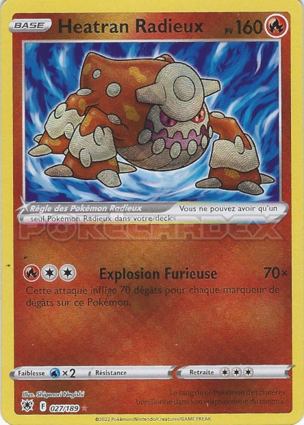 Carte Pokémon Heatran Radieux 027/189 ASR Astres Radieux EB10 Neuf FR LorenZone