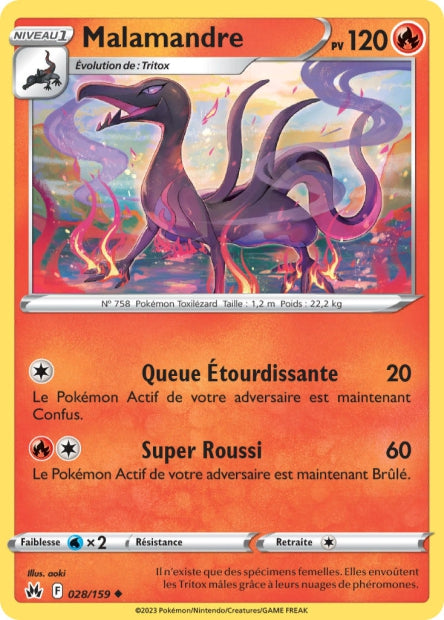 Carte Pokémon Malamandre 028/159 CRZ Epee et Bouclier EB12_5 Neuf FR LorenZone