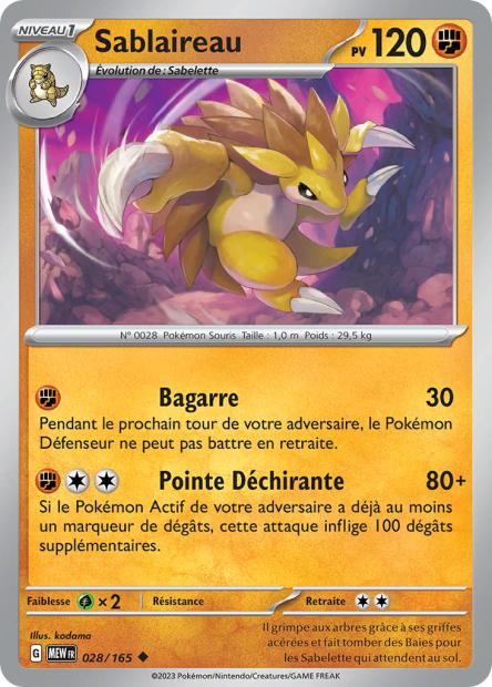 Carte Pokémon Sablaireau 28/165 MEW 151 EV3_5  Neuf FR LorenZone