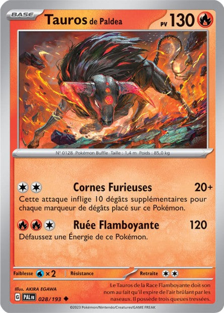Carte Pokémon Tauros de Paldea 028/193 PAL Evolution a Paldea EV02 Neuf FR LorenZone