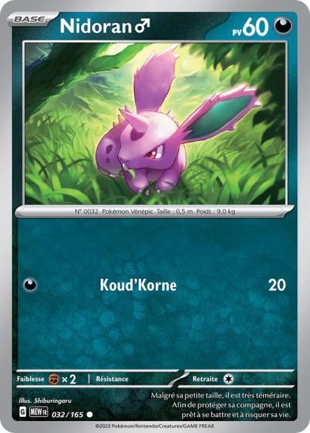 Carte Pokémon Nidoran male 32/165 MEW 151 EV3_5  Neuf FR LorenZone