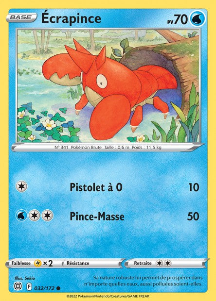 Carte Pokémon Écrapince 032/172 BRS Stars Étincelantes EB09 Neuf FR LorenZone