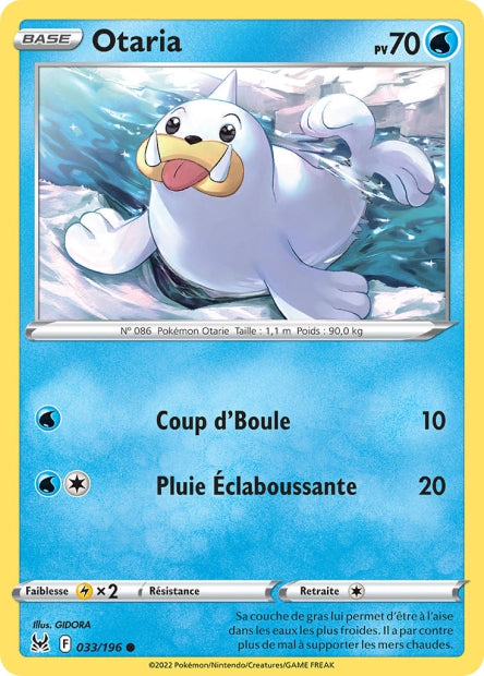 Carte Pokémon Otaria 033/196 LOR Origine Perdue EB11 Neuf FR LorenZone