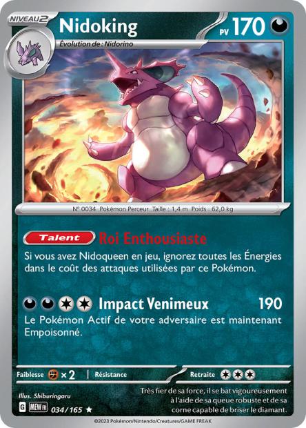 Carte Pokémon Nidoking 34/165 MEW 151 EV3_5  Neuf FR LorenZone