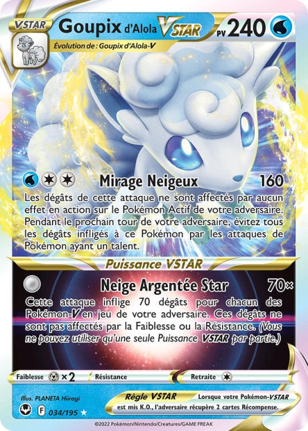 Carte Pokémon Goupix de Alola VSTAR 034/195 SIT Tempete Argentee EB12 Neuf FR LorenZone