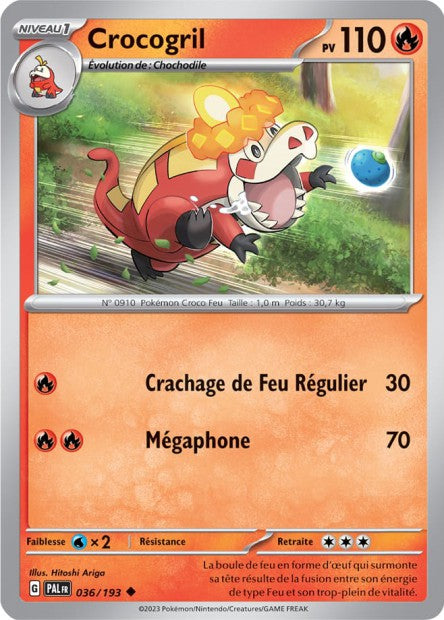 Carte Pokémon Crocogril 036/193 PAL Evolution a Paldea EV02 Neuf FR LorenZone