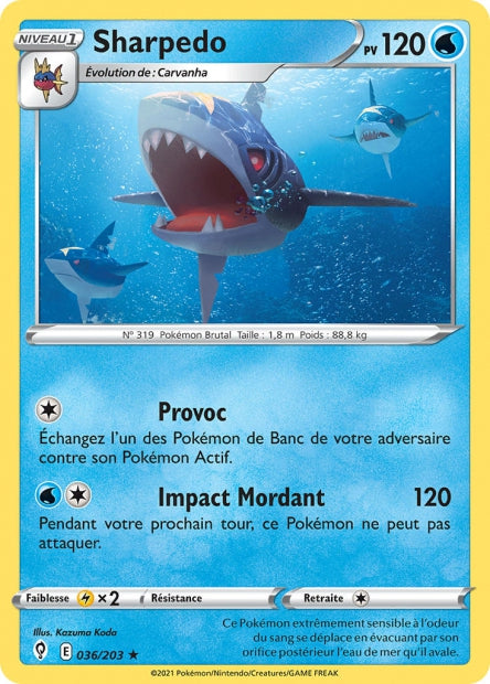 Carte Pokémon Sharpedo 036/203 EVS Évolution Céleste EB07 Neuf FR LorenZone
