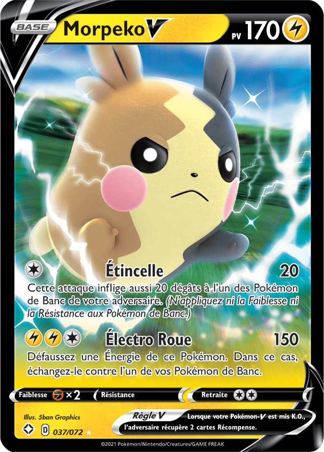 Carte Pokémon Morpeko V 037/072 SWSH45 Destinées Radieuses EB4_5 Neuf FR LorenZone