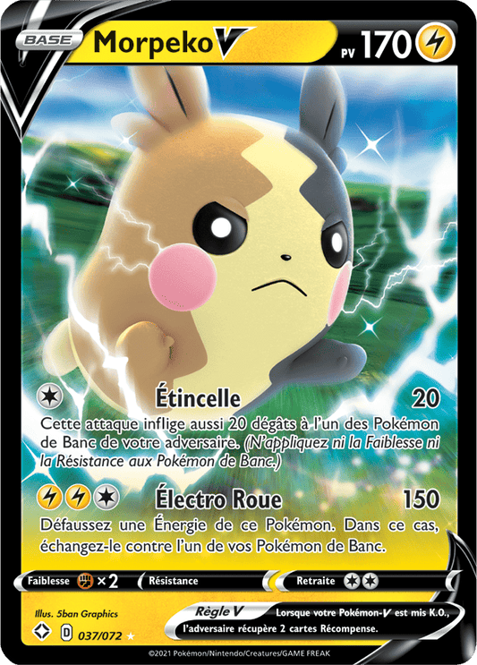 Carte Pokémon Morpeko V 037/072 SWSH45 Destinées Radieuses EB4_5 Neuf FR LorenZone