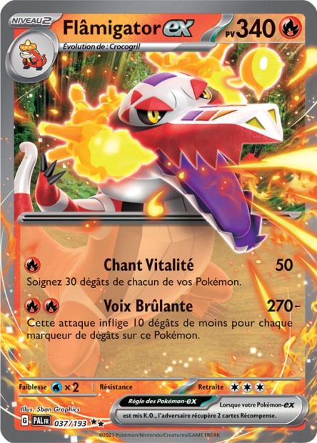 Carte Pokémon Flâmigator EX 037/193 PAL Evolution a Paldea EV02 Neuf FR LorenZone
