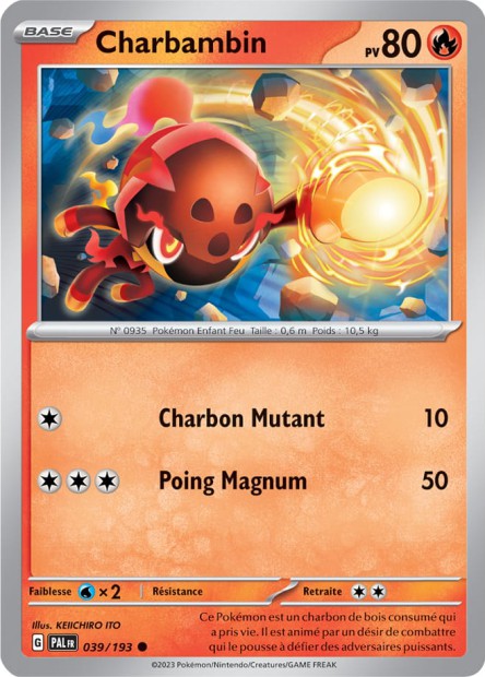 Carte Pokémon Charbambin 039/193 PAL Evolution a Paldea EV02 Neuf FR LorenZone