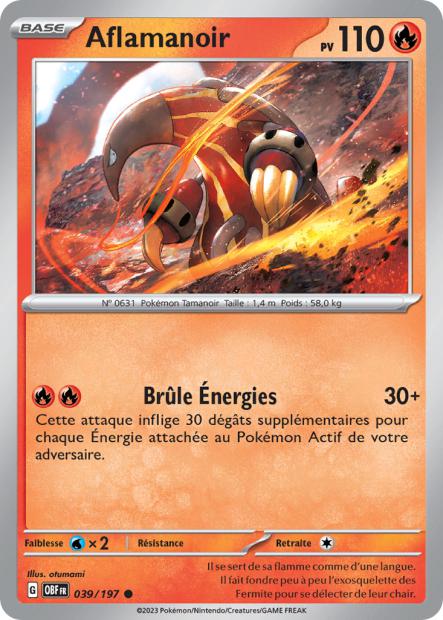 Carte Pokémon Aflamanoir 039/197 Flammes Obsidiennes OBF EV03 Neuf FR LorenZone
