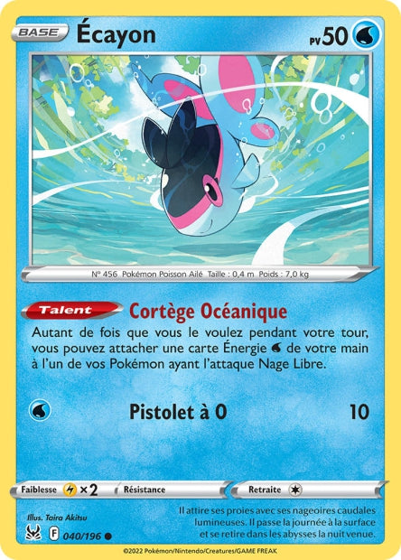 Carte Pokémon Écayon 040/196 LOR Origine Perdue EB11 Neuf FR LorenZone